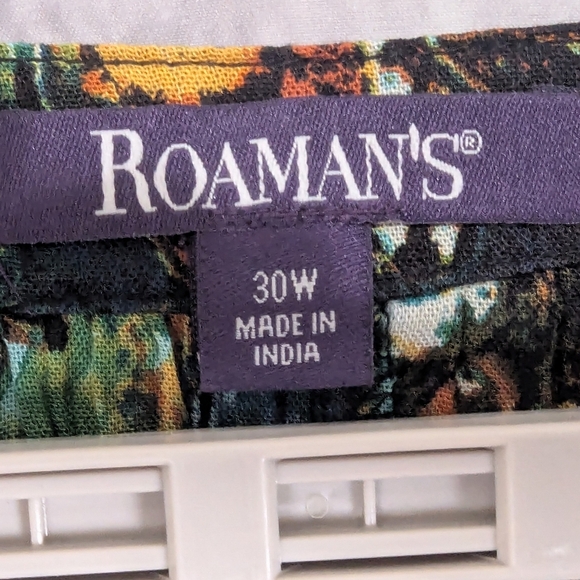 Roman's Size 30 (3XL) Abstract Plant/Floral V-Neck Tunic NWT Button Down - Picture 3 of 13